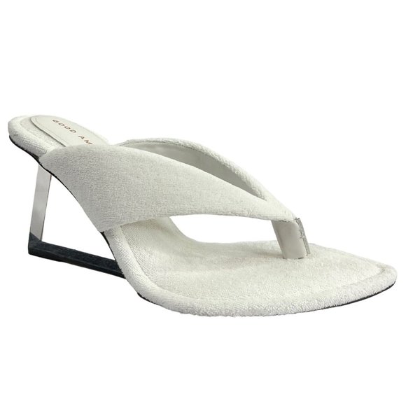 Good American Shoes - Good American Heels Womens Sz 7.5 Whte Terry Cinder F*cking Rella Wedge $260 Nwb